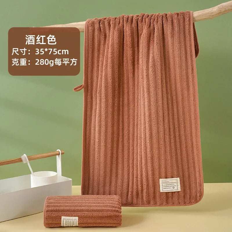 Face Towel Antibacterial Bamboo Charcoal Fiber Thickened Coral Fleece Absorbent Household Bath Towel