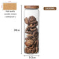 Large Sealed Food Storage Jar Kitchen Container with Wood Lid Spices Glass Clear Pasta Airtight Canister Organizer Bottles Set