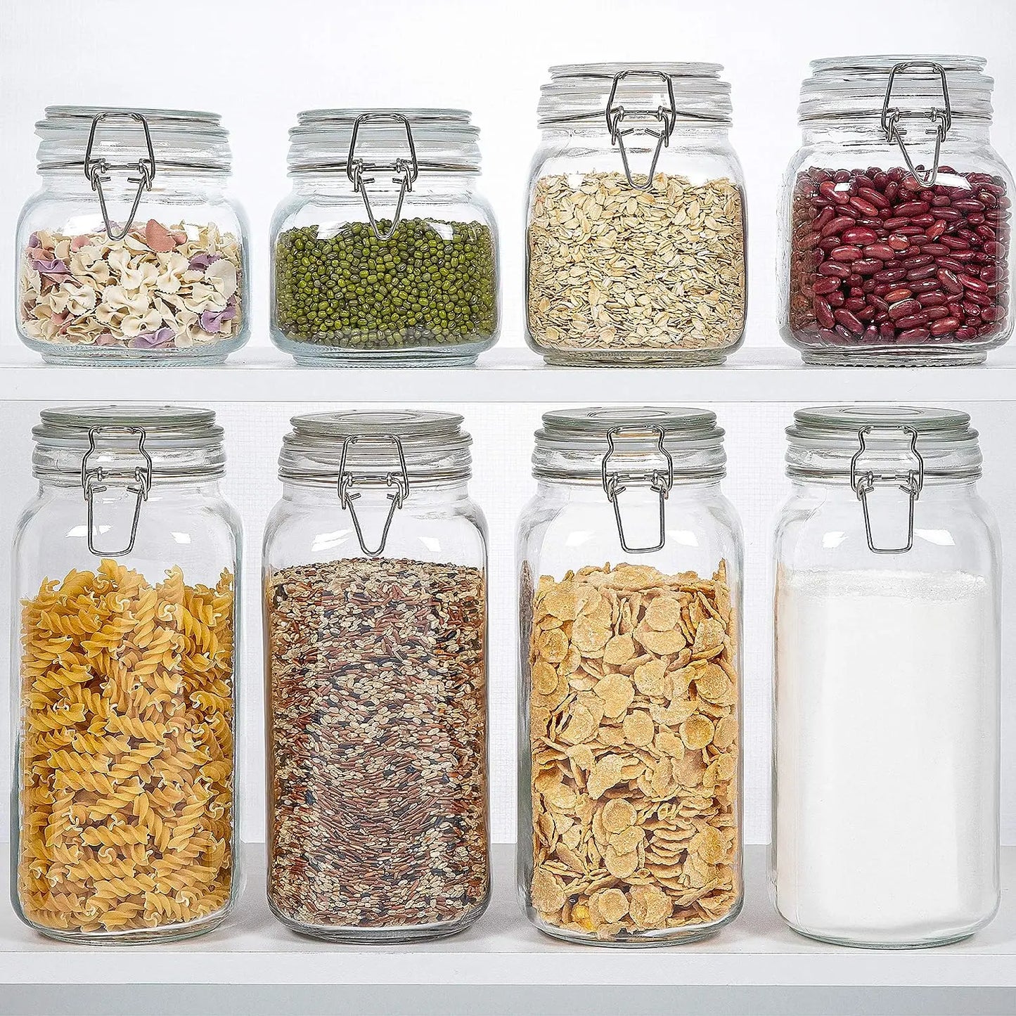 Glass storage jar with airtight clamp lid