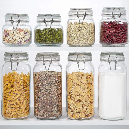 Glass storage jar with airtight clamp lid
