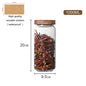 Large Sealed Food Storage Jar Kitchen Container with Wood Lid Spices Glass Clear Pasta Airtight Canister Organizer Bottles Set