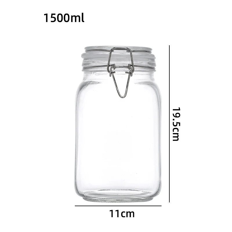 Glass storage jar with airtight clamp lid