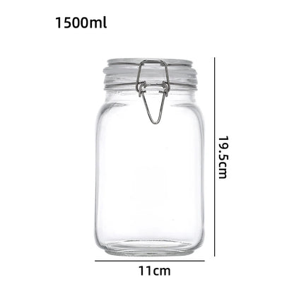 Glass storage jar with airtight clamp lid