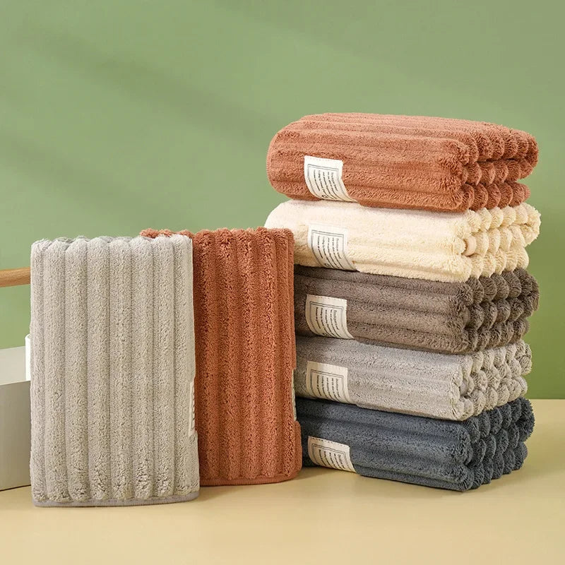 Face Towel Antibacterial Bamboo Charcoal Fiber Thickened Coral Fleece Absorbent Household Bath Towel