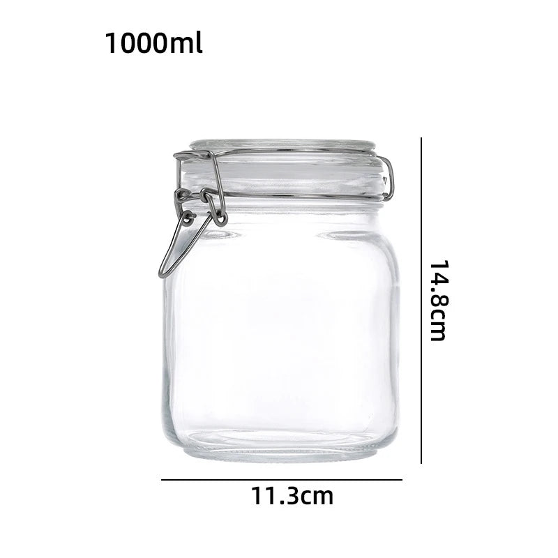 Glass storage jar with airtight clamp lid
