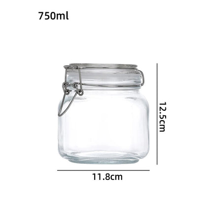 Glass storage jar with airtight clamp lid