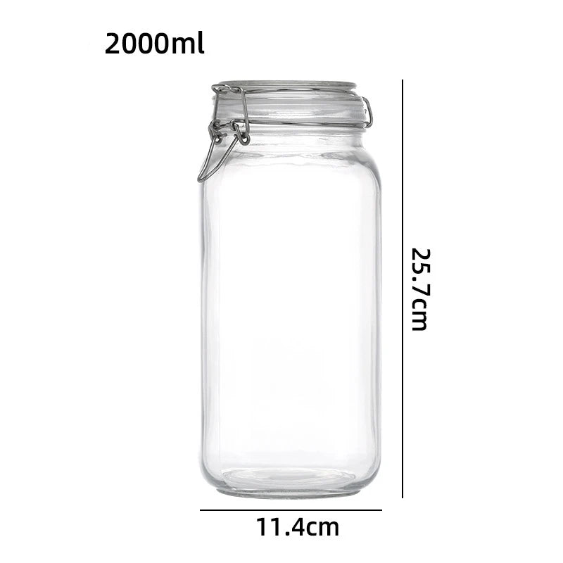 Glass storage jar with airtight clamp lid