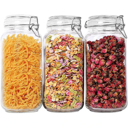 Glass storage jar with airtight clamp lid