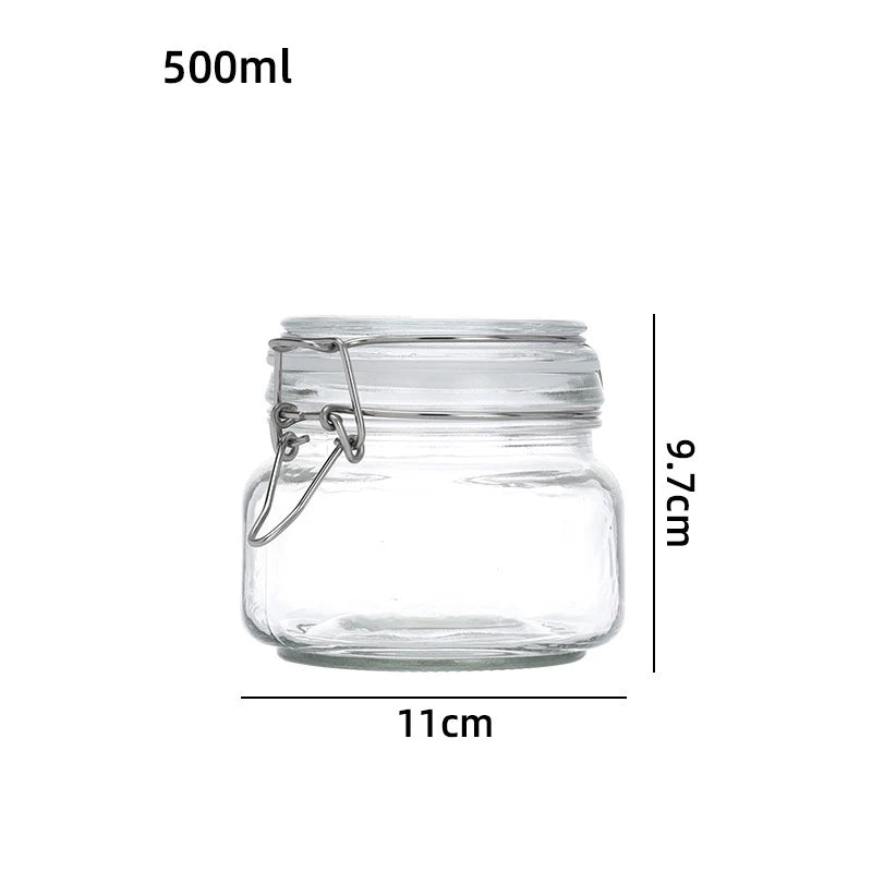 Glass storage jar with airtight clamp lid