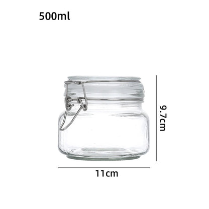 Glass storage jar with airtight clamp lid
